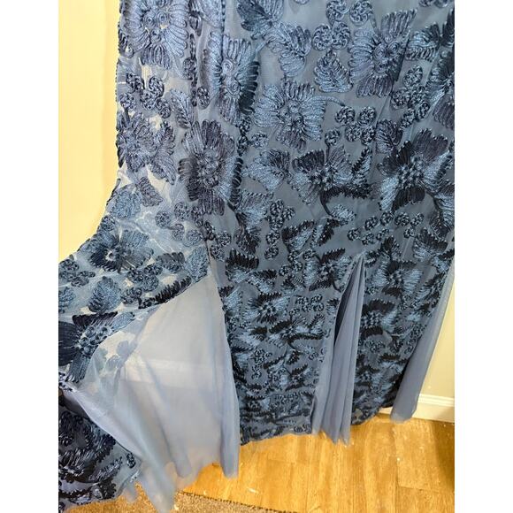 Alex Evenings Womens Blue Soutache Evening Gown Godet Skirt Detail Plus Size 18W - Picture 5 of 10